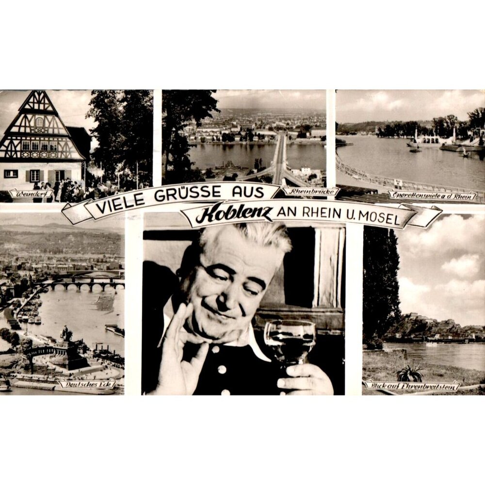 Vintage 1956 German Postcard from Koblenz Vintage - Postmark from Germany to New